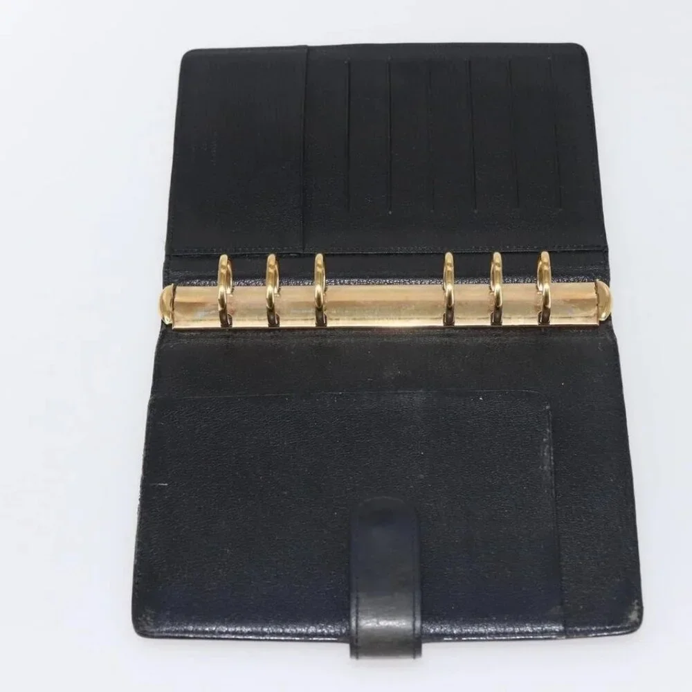 LOUIS VUITTON Nomad Agenda MM Day Planner Cover Black R20478 LV Auth 142704
